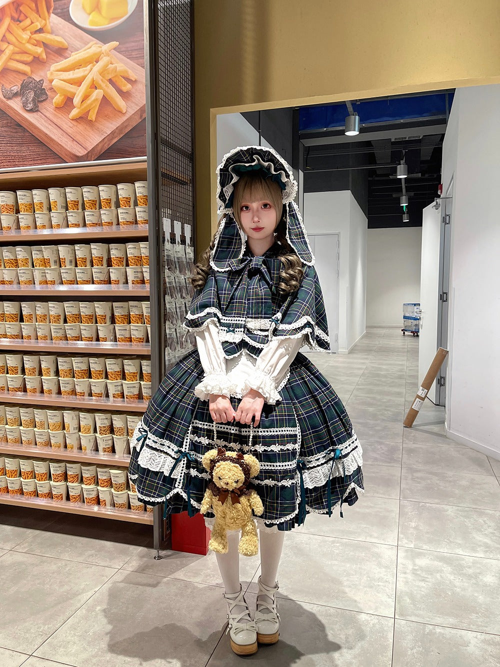 【予約販売】Checkered Petal Rabbit リボンジャンパースカート