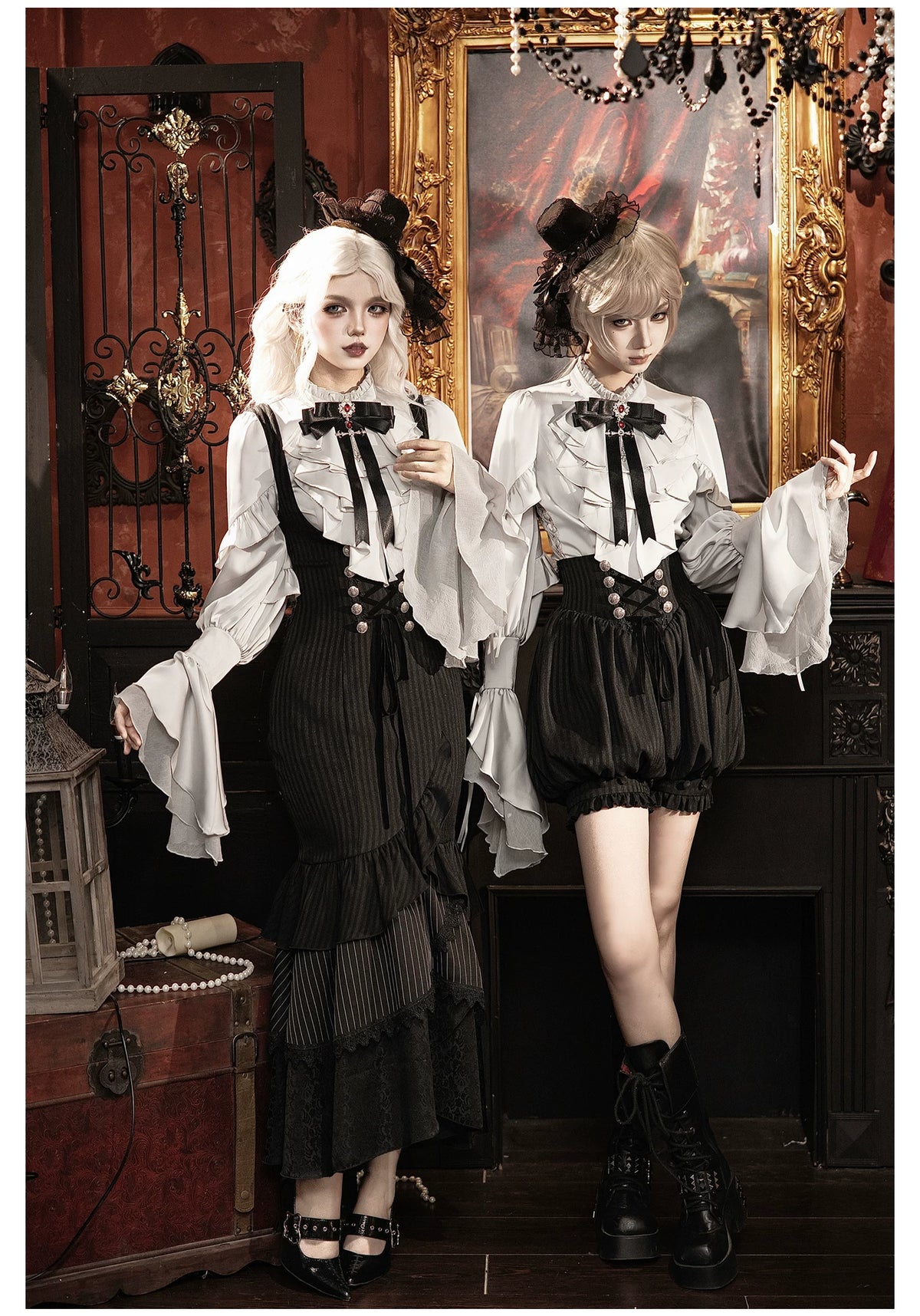 【予約販売】夜鴉 ゴシックブラウス＆スカートセット