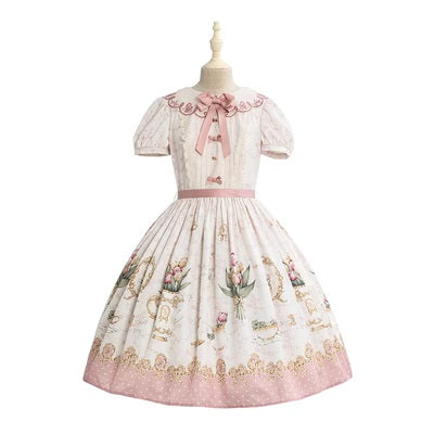 Tulip Tea Party Embroidered Collar Dress