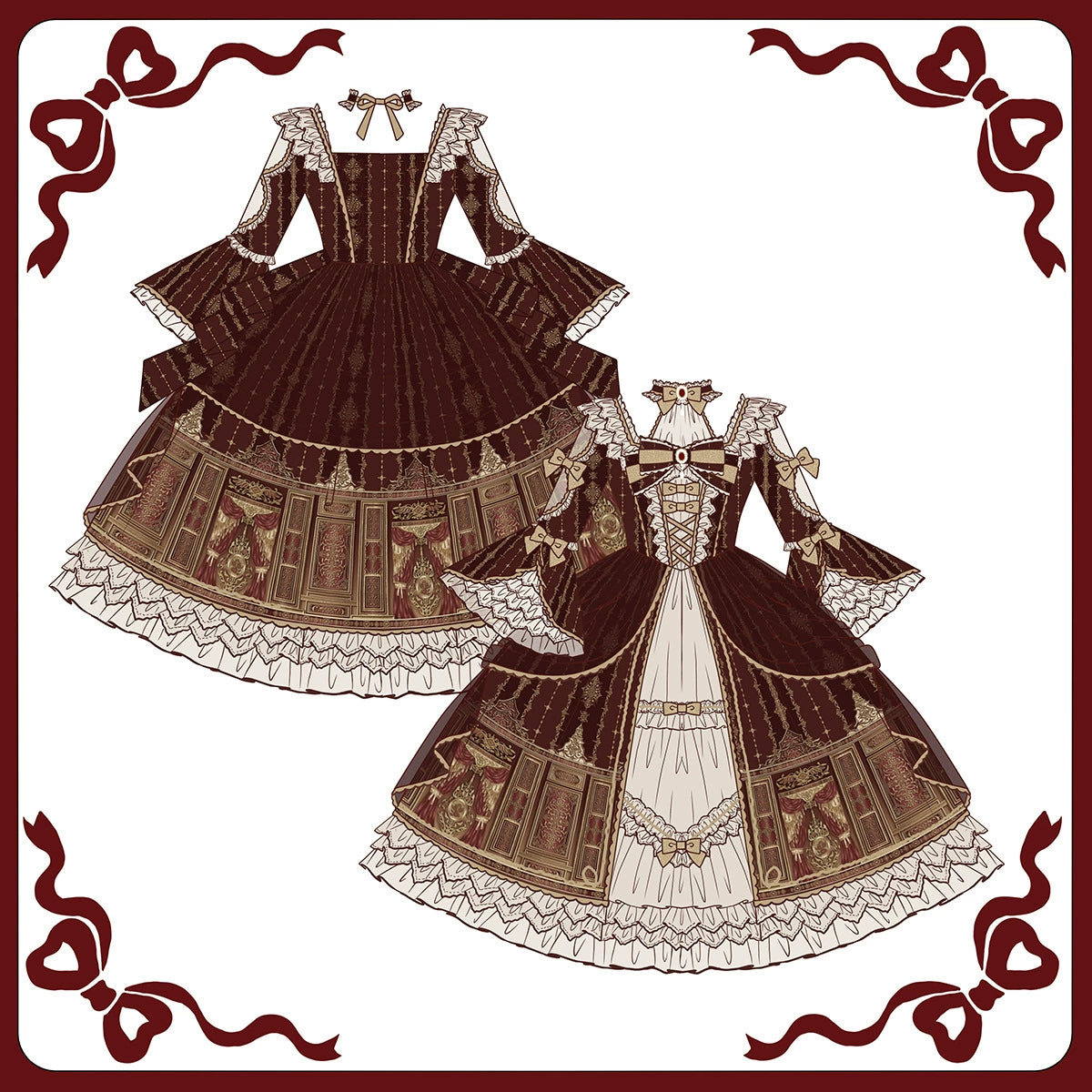 Baroque Palace Burgundy Princess Dress