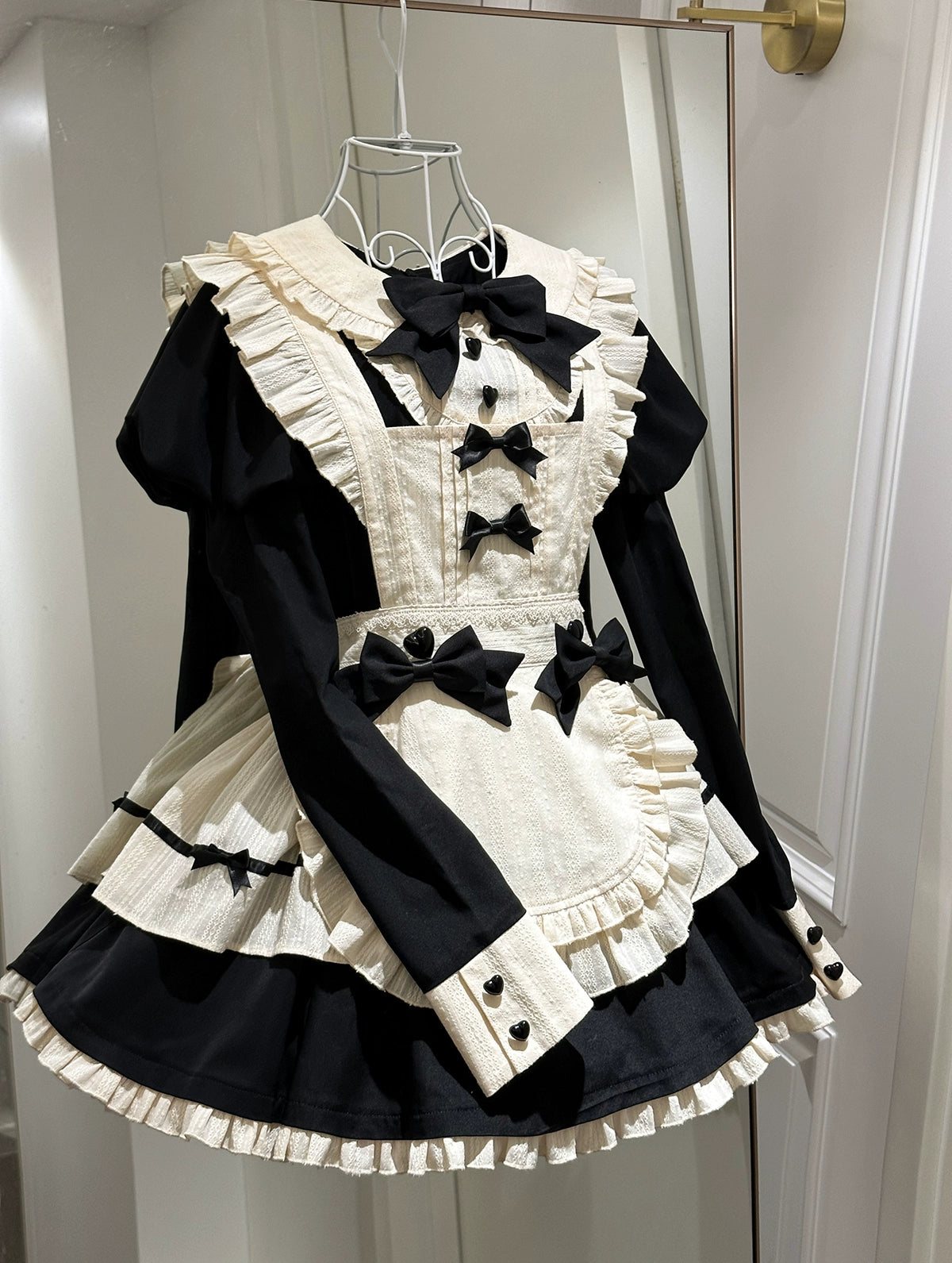 Heart button maid style dress set