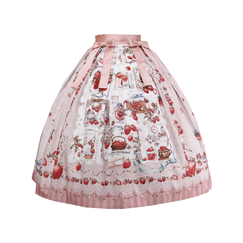 【受注予約10/29まで】Strawberry Manor プリントスカート・ミドル丈