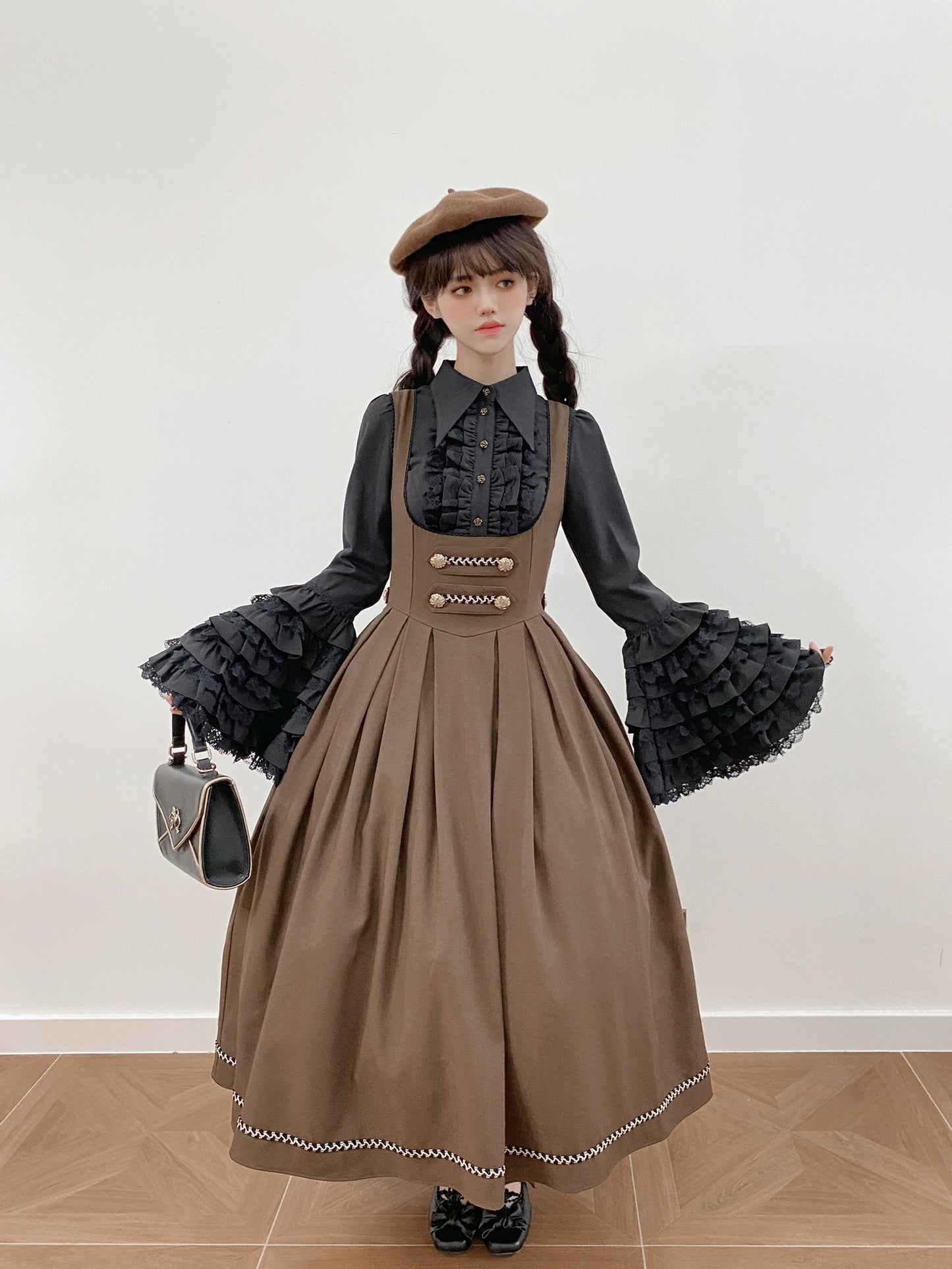 [Pre-orders available until 9/29] Bright Moon Corset Jumper Skirt, Plain Type [Brown]