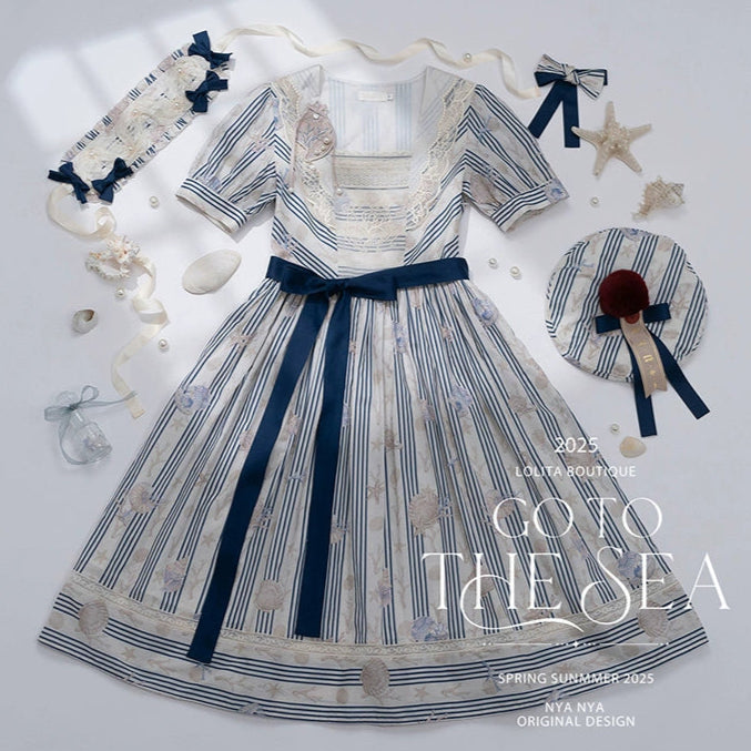 【受注予約5/13まで】Go To the Sea 刺繍ワンピース・ロング丈