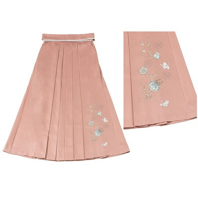 Camellia flower embroidery and butterfly hakama skirt