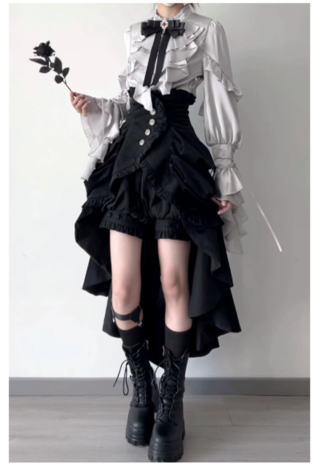 【予約販売】夜鴉 皇子系ゴシックブラウス＆パンツセット