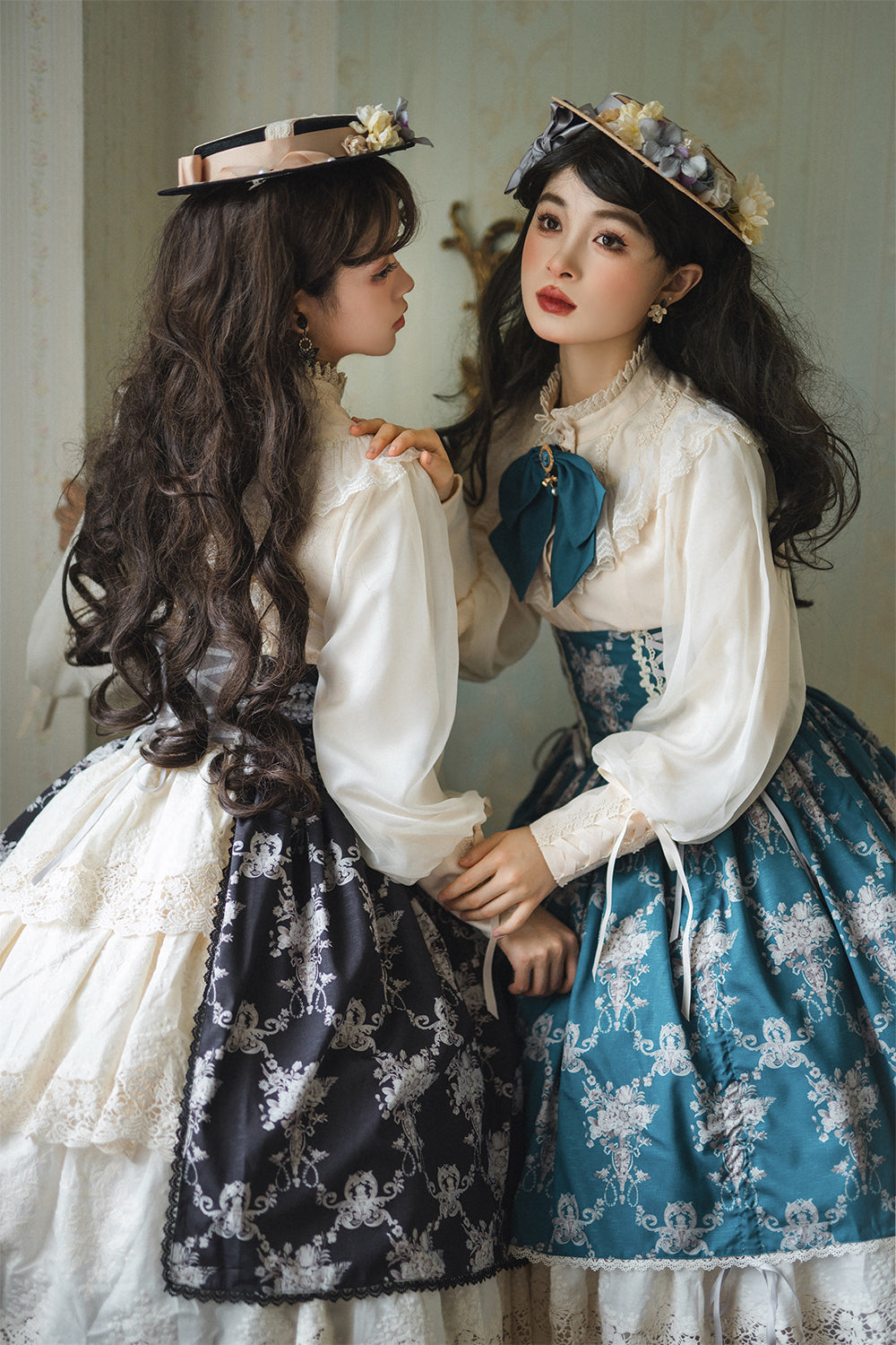 【予約販売】Antique Flower Wall ハイウエストスカート
