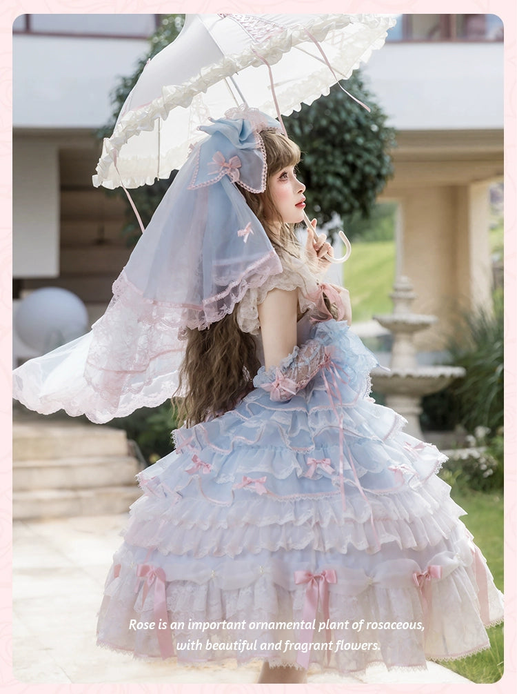 【受注予約8/6まで】Rose Courtyard レースとリボンのドレス・新色