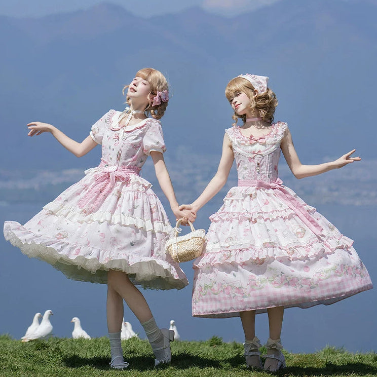 【受注予約9/2まで】Natural Apple Tea ガーデンジャンパースカート・ピンク