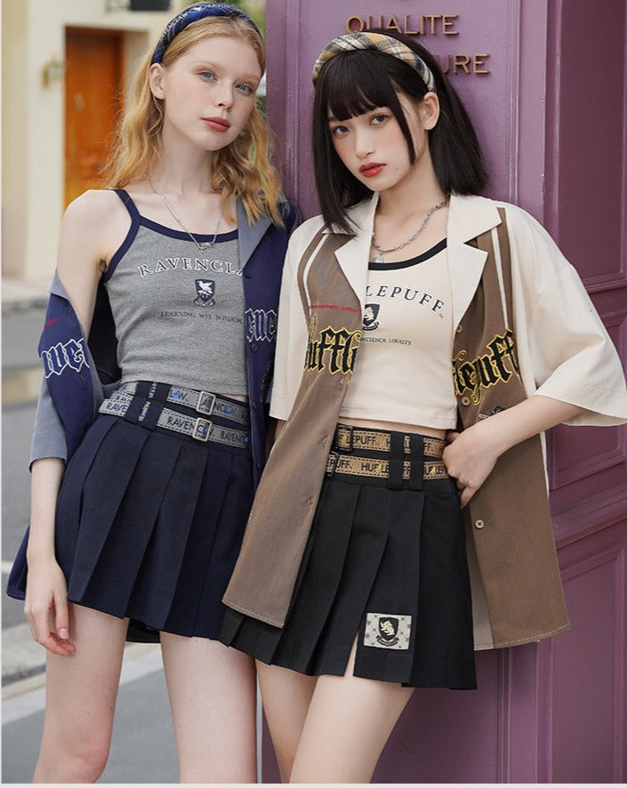 Hogwarts School of Witchcraft and Wizardry Embroidered Short Sleeve Oversized Shirt