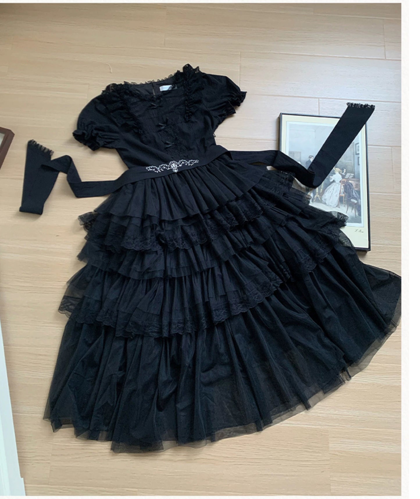 Dark Fairy 5-tiered ruffled tulle dress