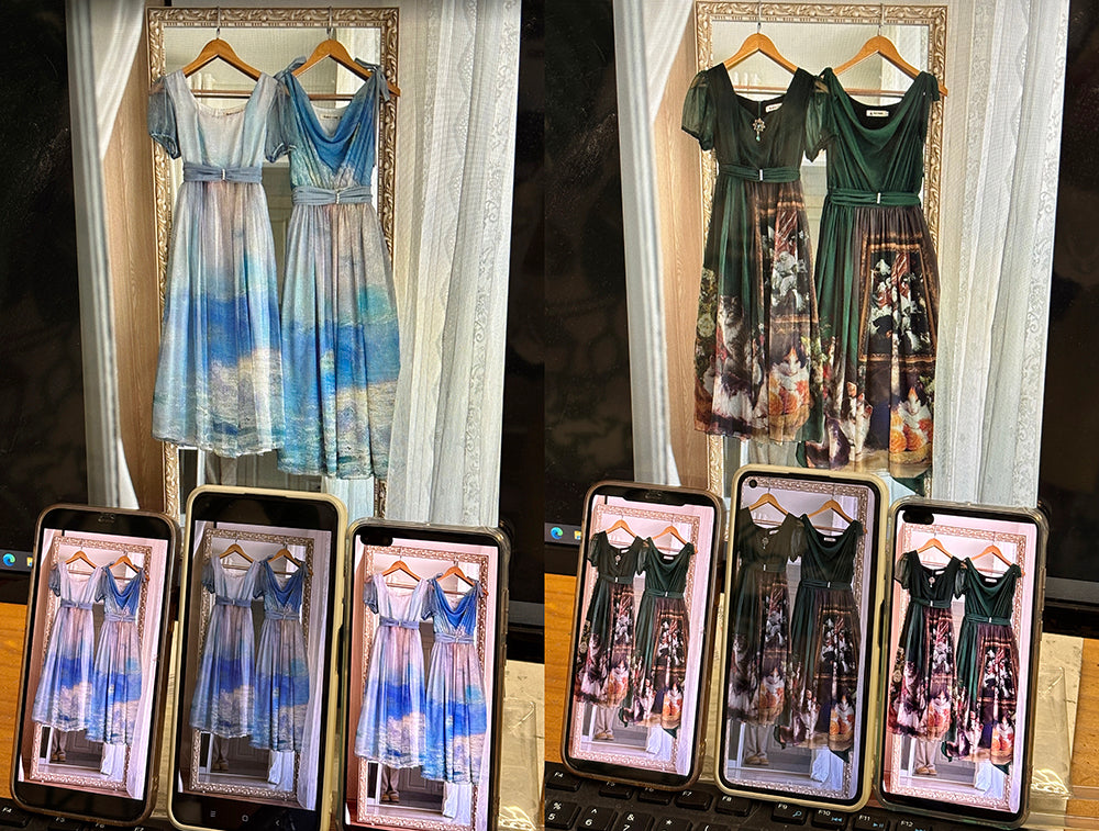 【予約販売】Elegance Greek 油彩画風プリントエンパイアワンピース・新色