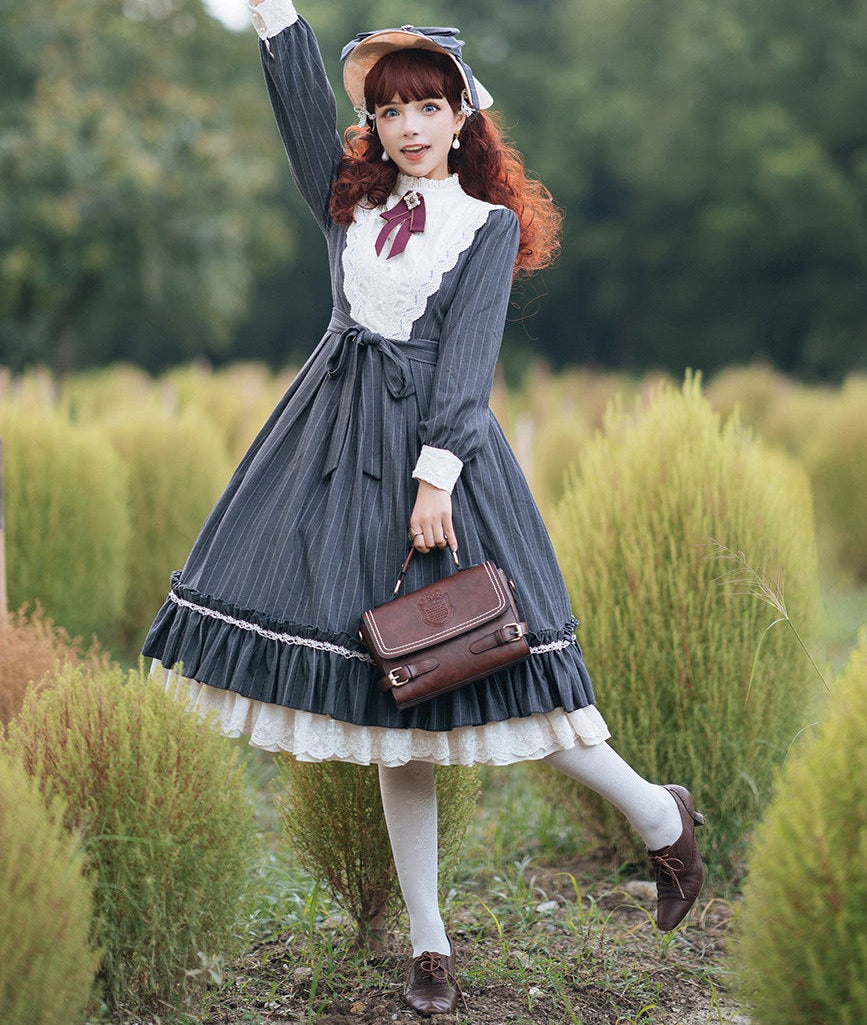 [Pre-order] British Classical Lolita Vertical Striped Dress