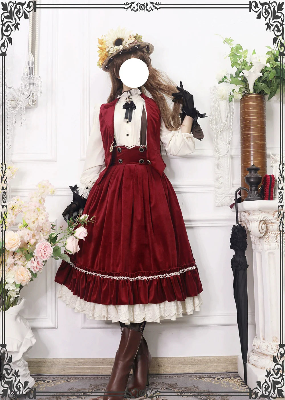 【予約販売】英国クラシカルロリィタ ベルベットハイウエストスカート