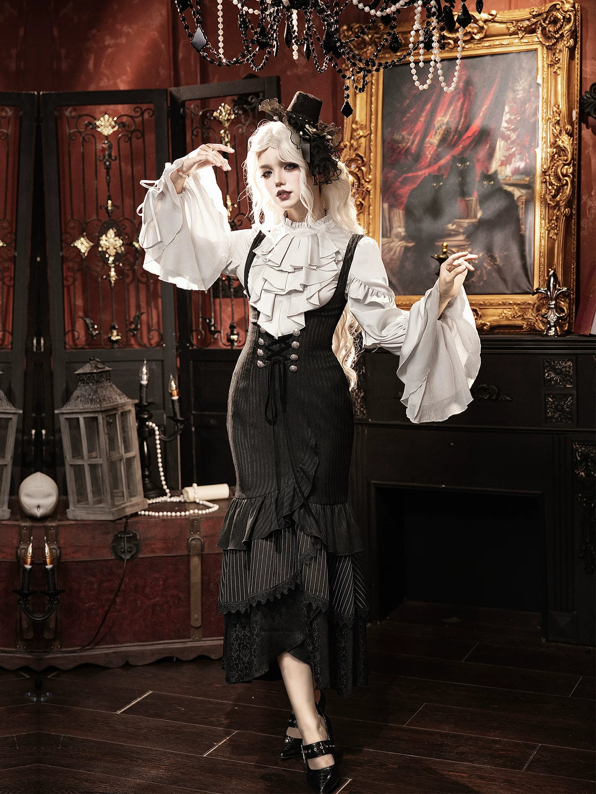 【予約販売】夜鴉 ゴシックブラウス＆スカートセット