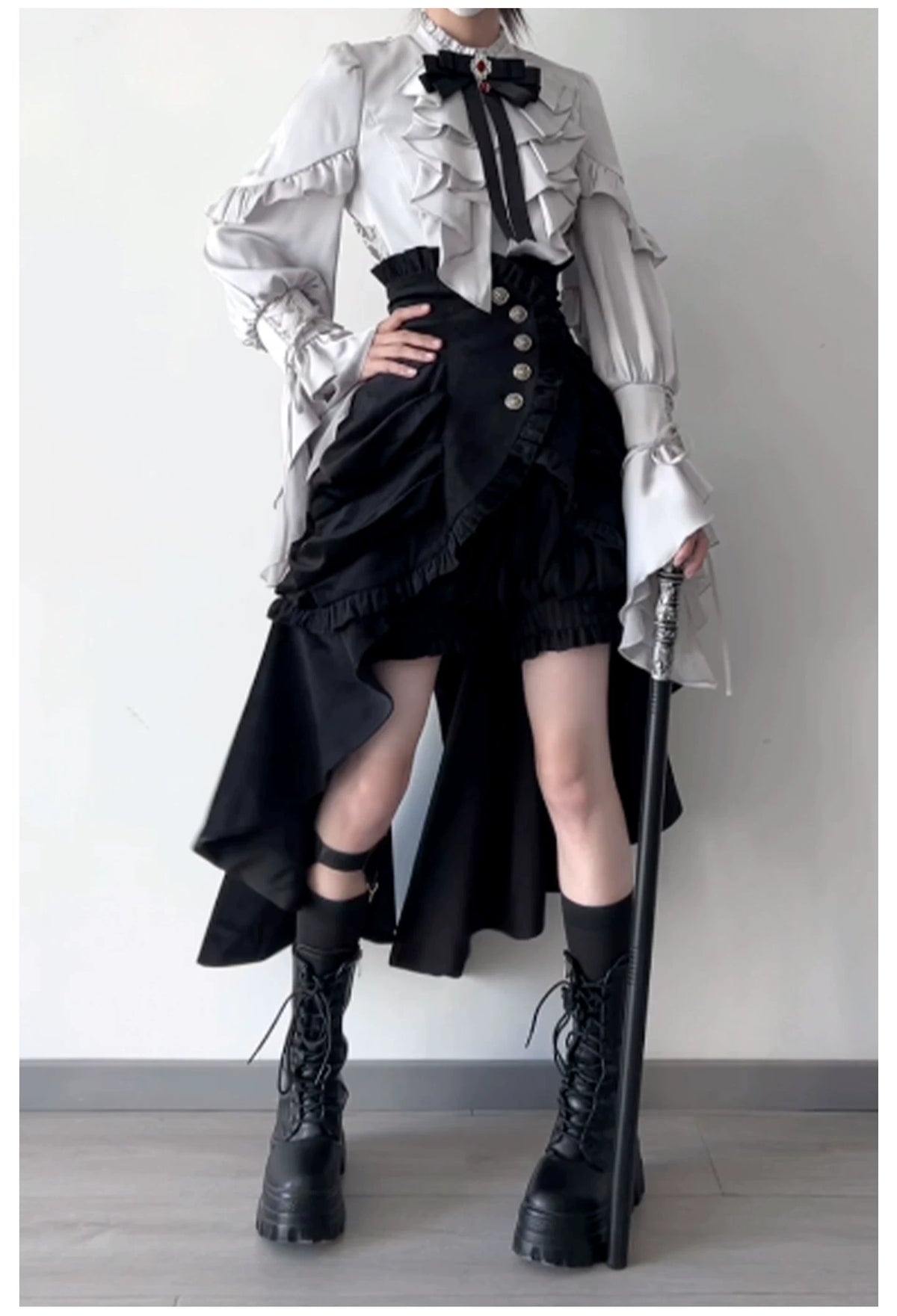 【予約販売】夜鴉 皇子系ゴシックブラウス＆パンツセット