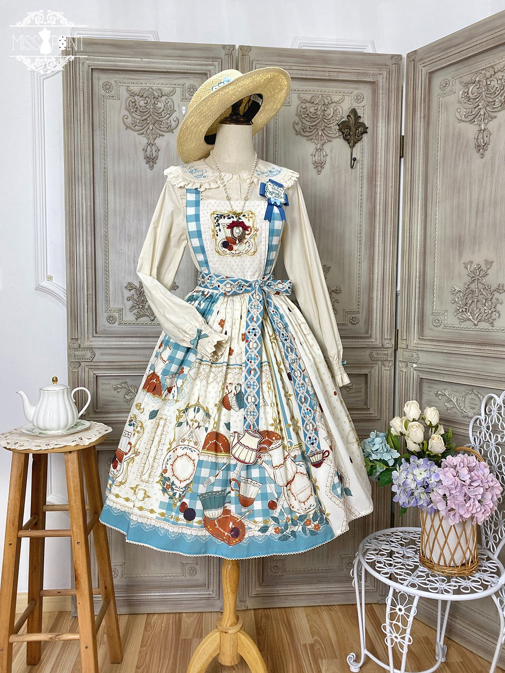 【予約販売】Picnic Tea Party 2wayサロペットスカート