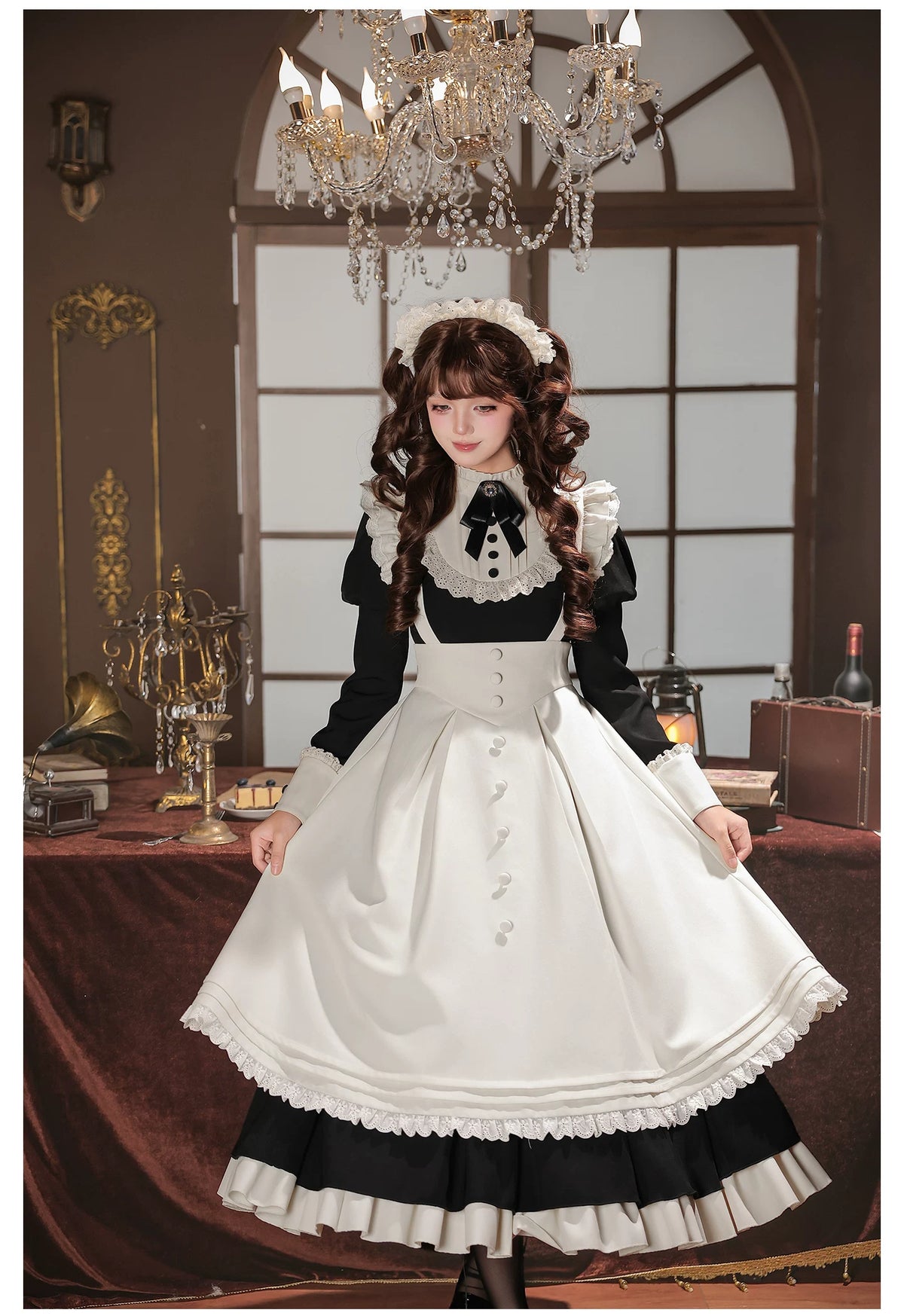Rita メイド風クラシカルエプロン・カチューシャ付きワンピース