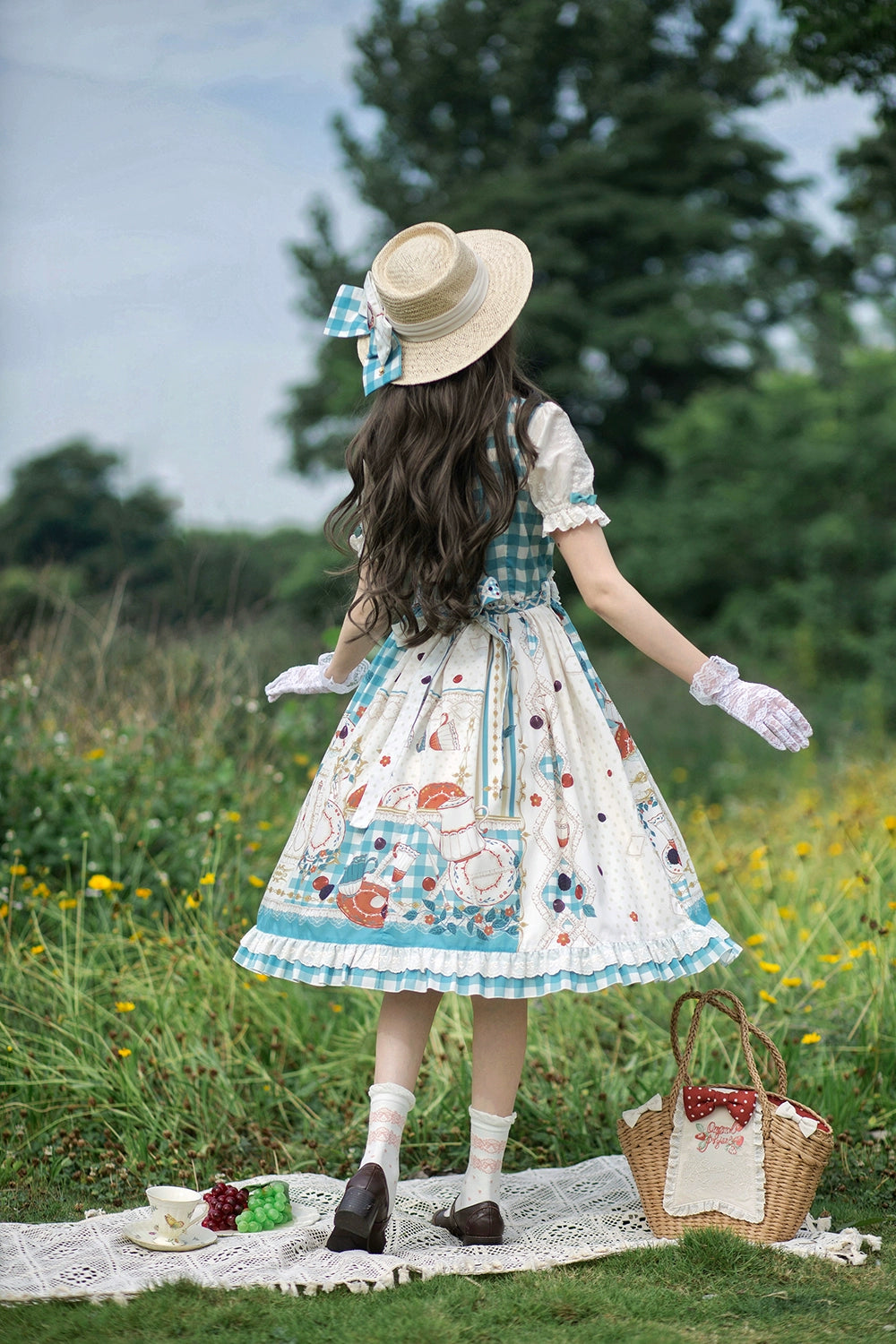 【予約販売】Picnic Tea Party スクエアネックワンピース