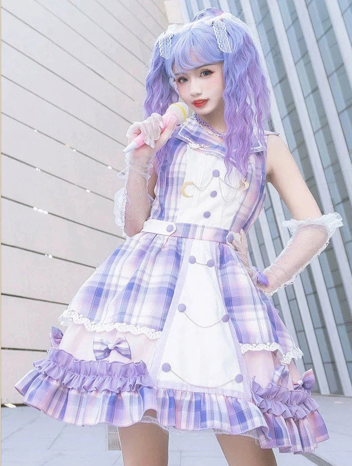 Starry and Radiant sweet check idol style jumper skirt