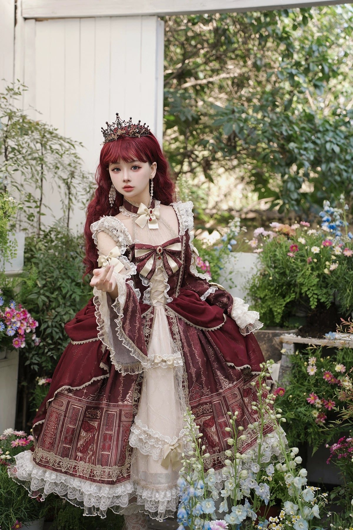 Baroque Palace Burgundy Princess Dress