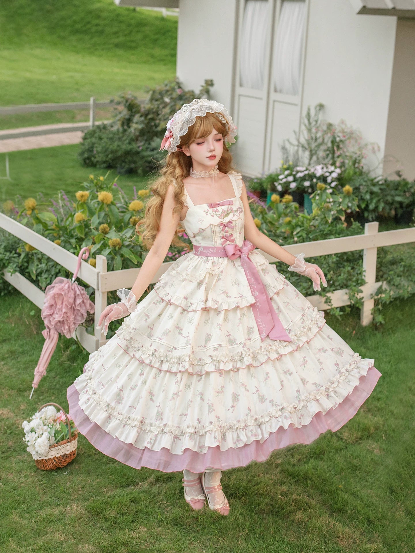 風鈴花の夢 ティアードジャンパースカート