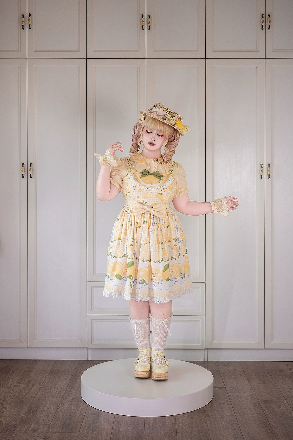 【予約販売】Lemon Sweetie プリントジャンパースカート・ミドル丈