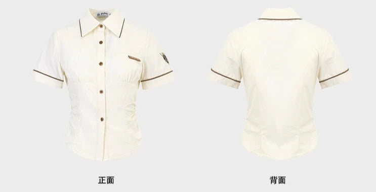 [Pre-order] Hogwarts School of Witchcraft and Wizardry Lined Waist Shaved Short Sleeve Blouse