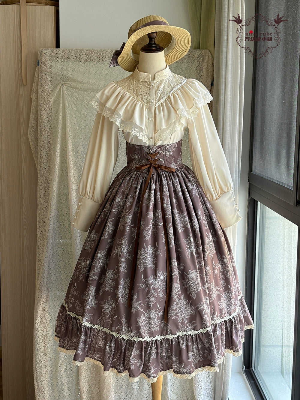 【予約販売】Sketch Wild Rose ハイウエストスカート プリントタイプ
