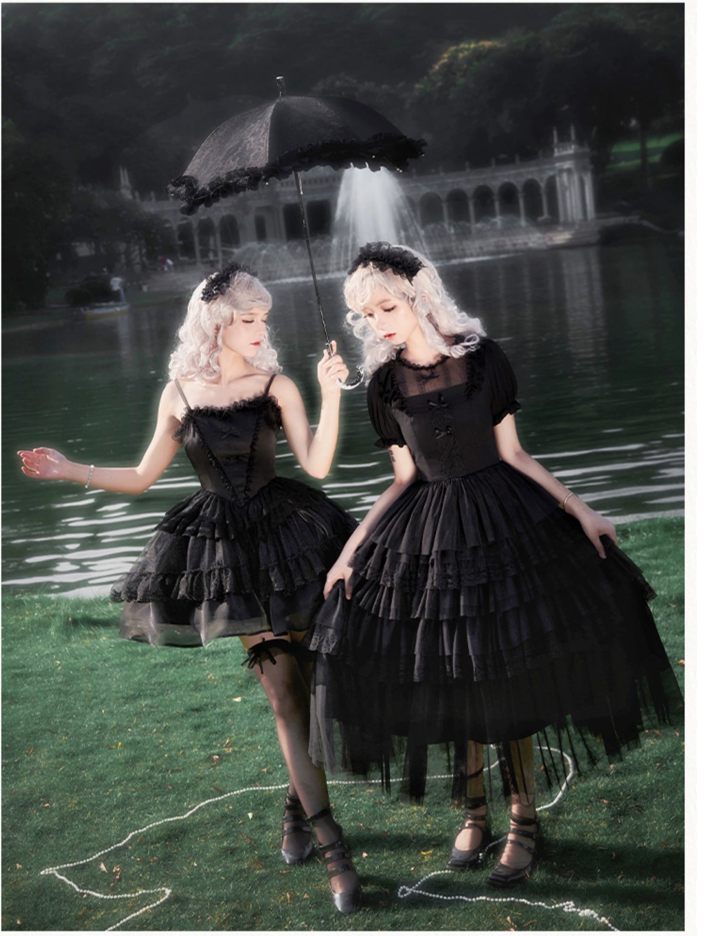 Dark Fairy 5-tiered ruffled tulle dress