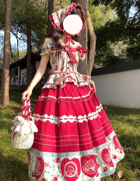 【販売期間終了】Apple Paradise トップス＆スカートのセット・ロング丈
