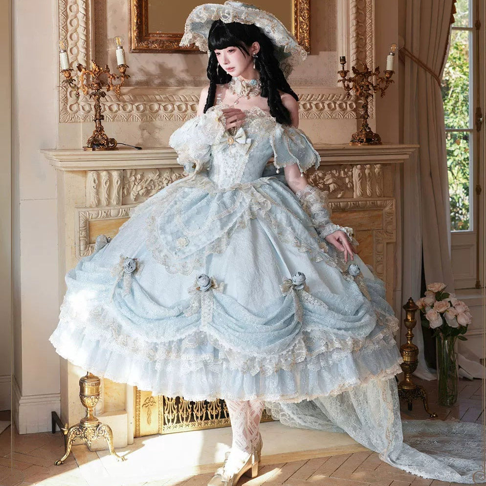 【受注予約9/16まで】With Bell プリンセスドレス ショート丈・パステルブルー