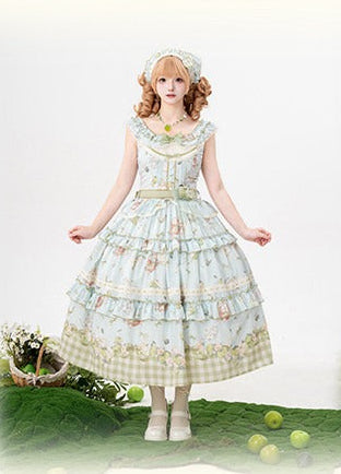 【受注予約9/2まで】Natural Apple Tea ガーデンジャンパースカート・ブルーグリーン