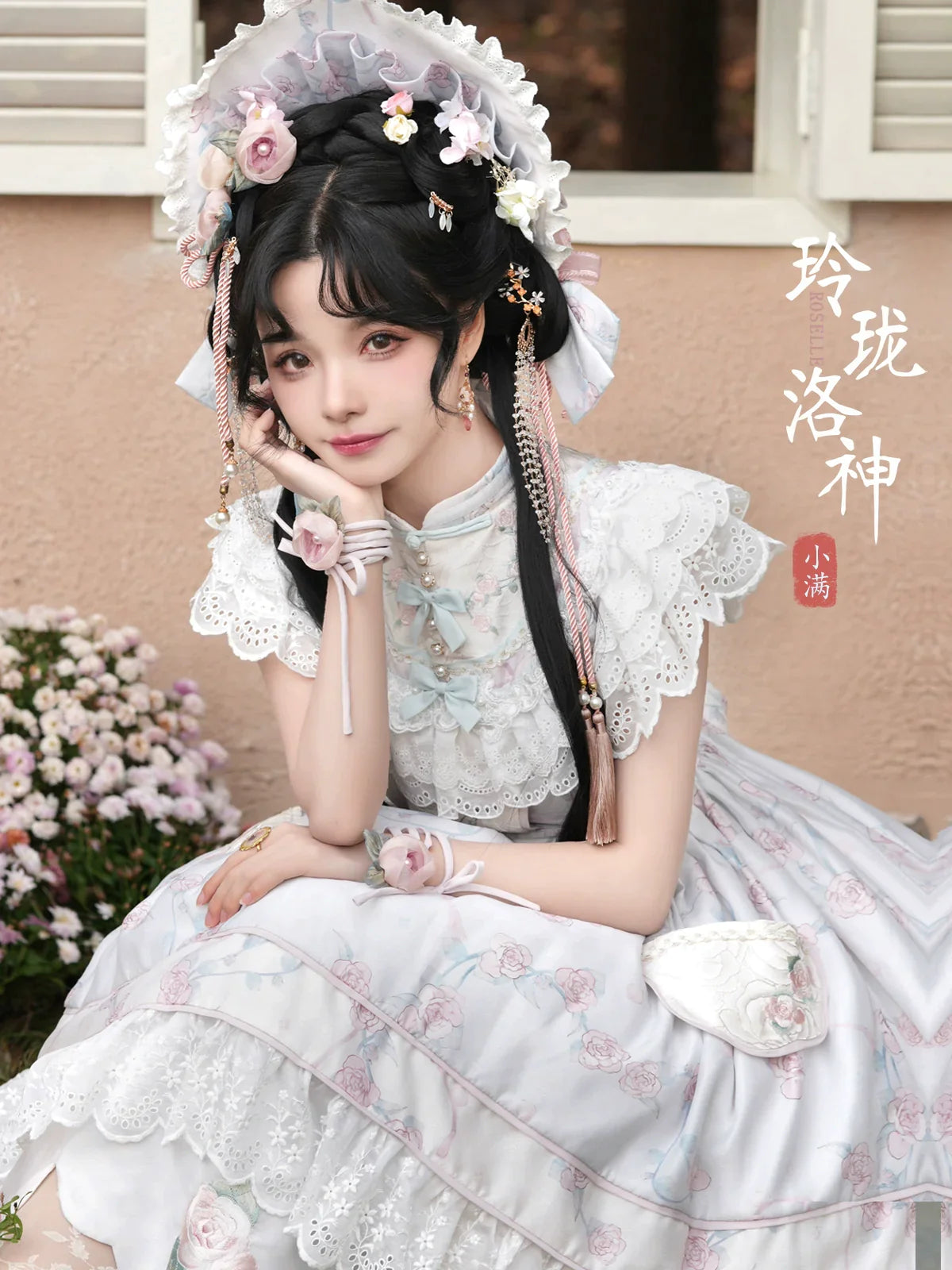 洛神花-小滿-半袖マオカラーワンピース