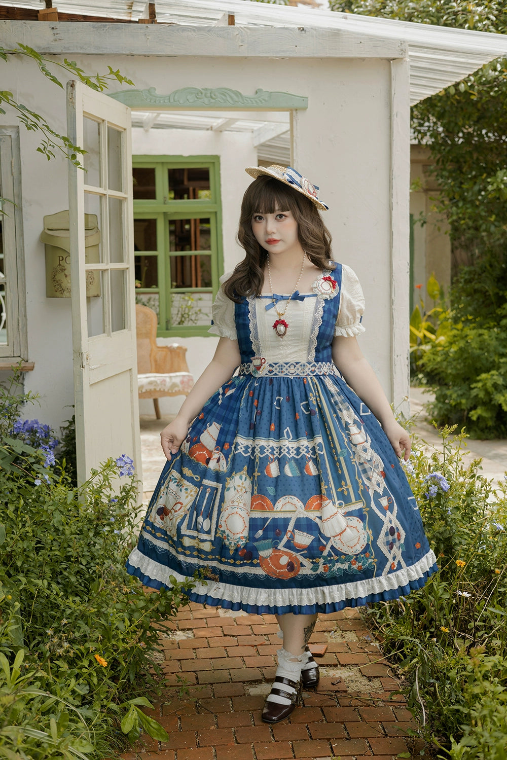 【予約販売】Picnic Tea Party スクエアネックワンピース