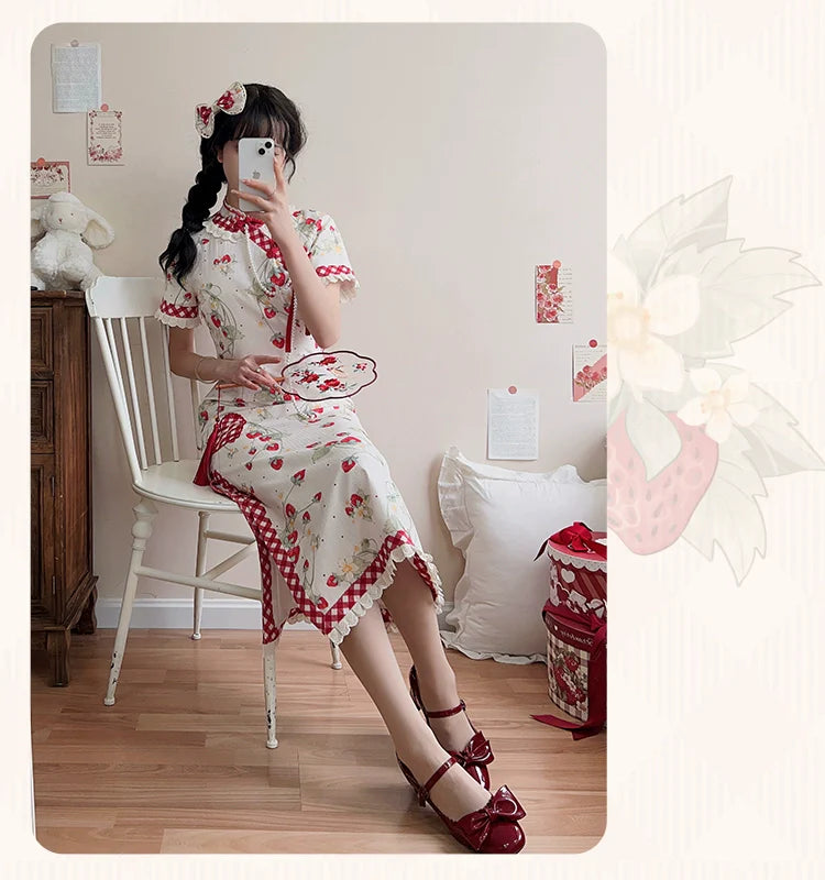 Strawberry Orchard 苺のチャイナドレス ロング丈