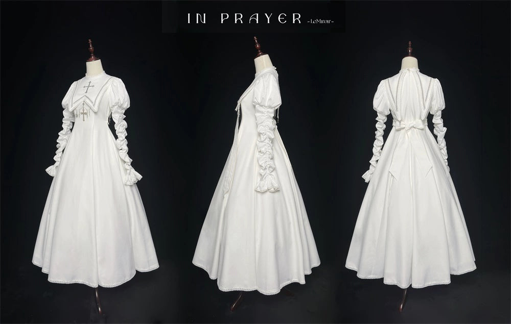 [Sale period has ended] Pray on a Moonlight Night Dress, White, Long Length