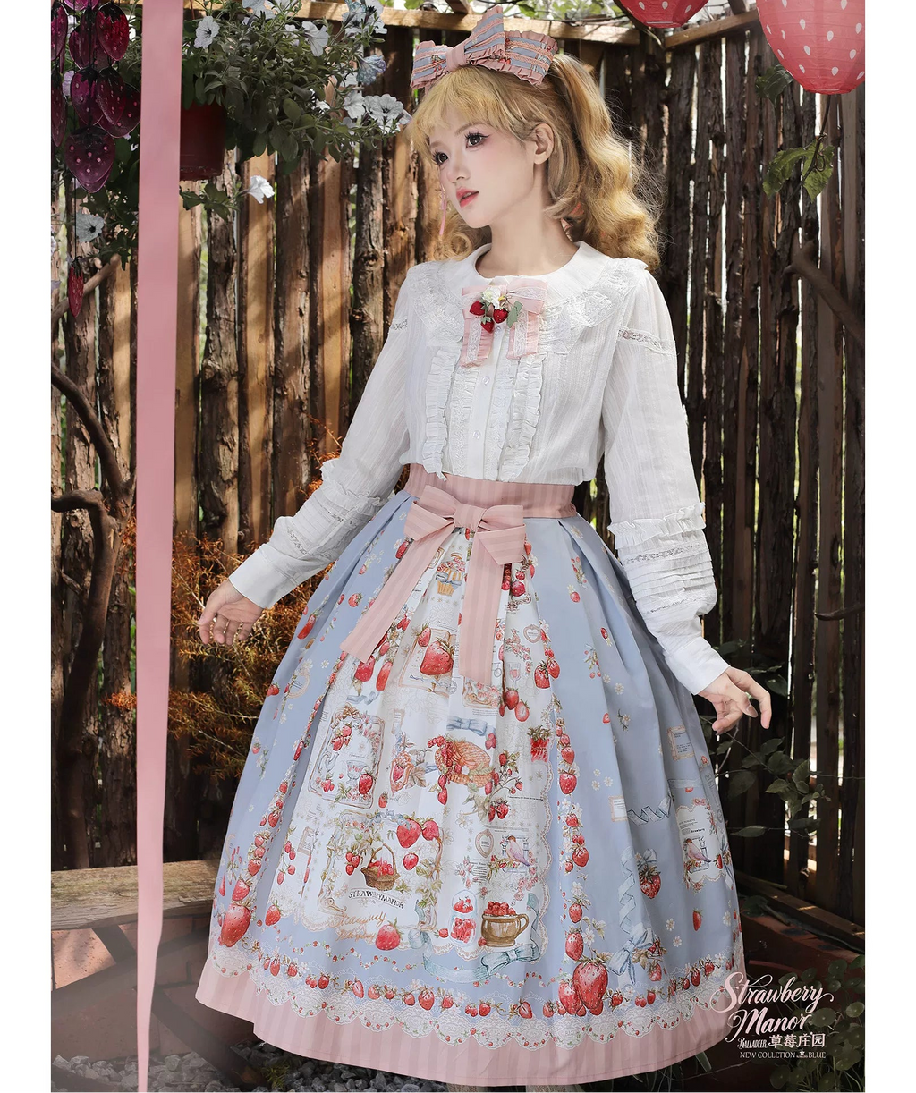 【受注予約10/29まで】Strawberry Manor プリントスカート・ミドル丈