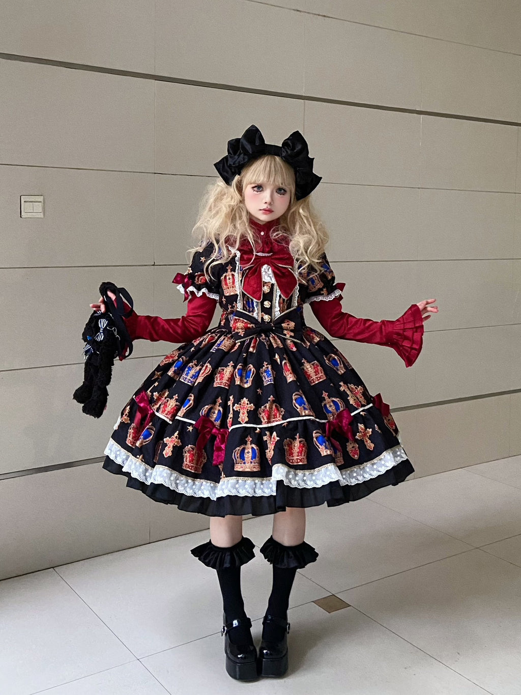 【再販・受注予約3/9まで】Star Crown ベルベットリボンのプリントワンピース