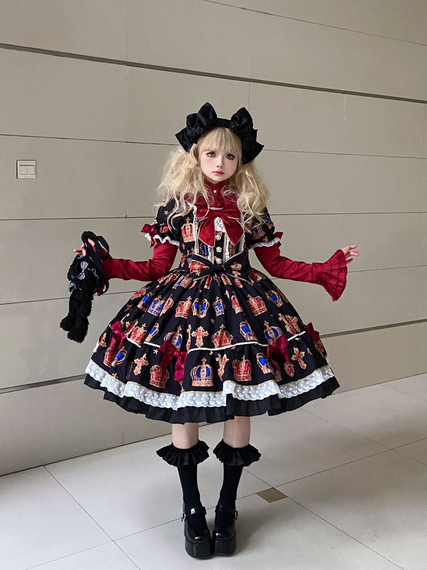 【再販・受注予約3/9まで】Star Crown ベルベットリボンのプリントワンピース