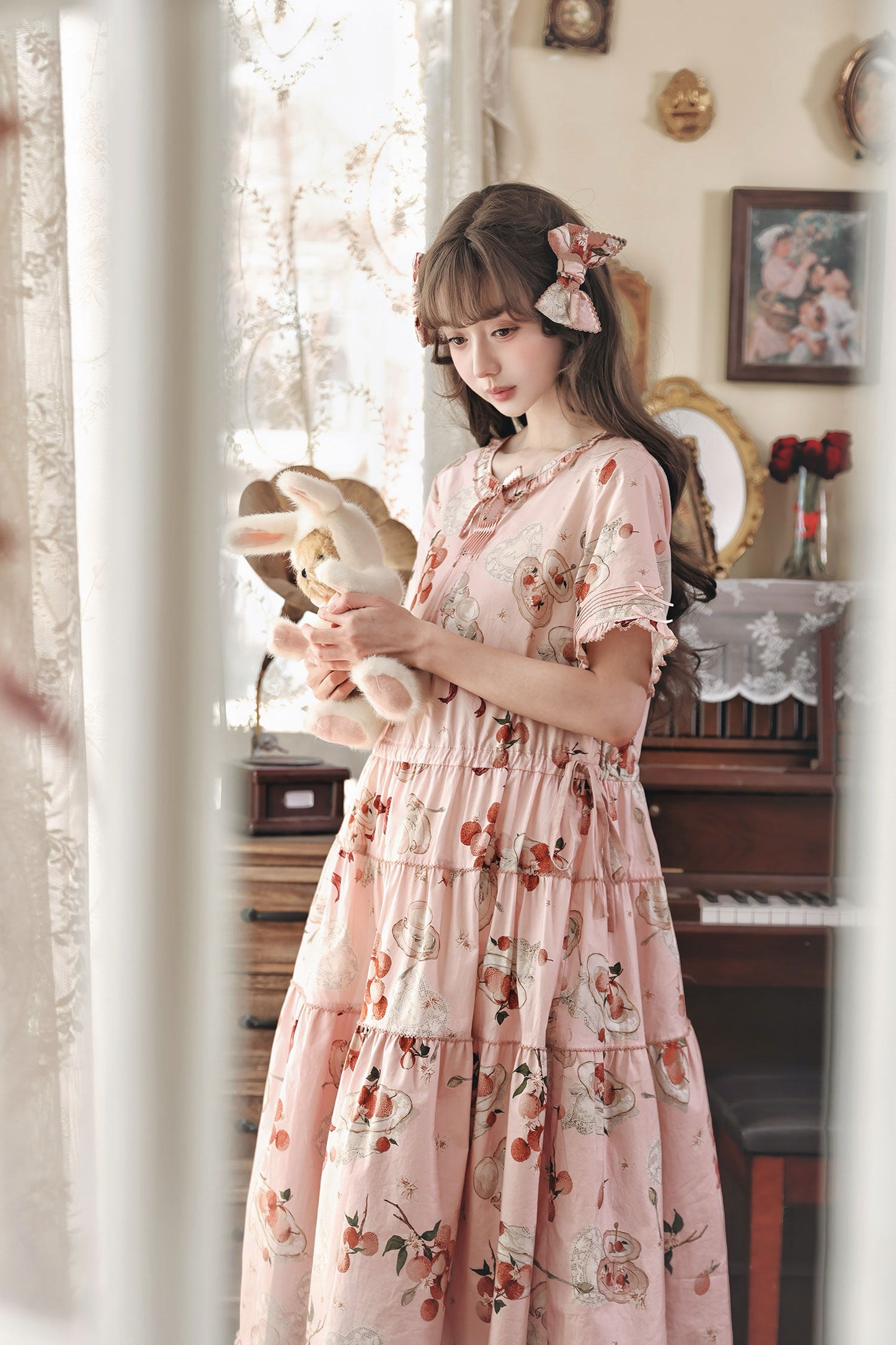 【受注予約1/22まで】Litchi Tea プリントワンピース