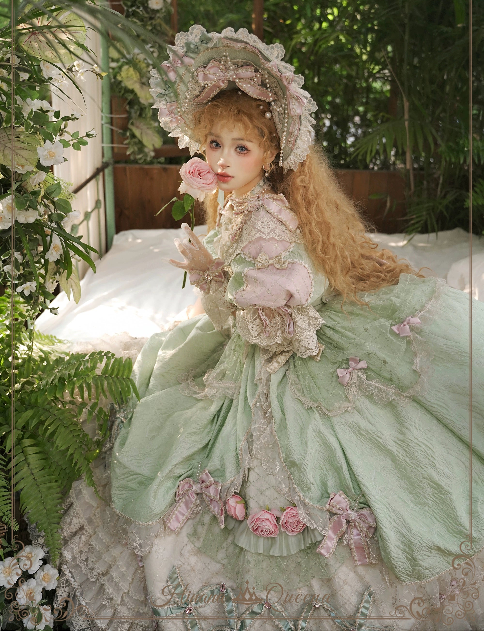 【受注予約6/26まで】Mirror Snow White プリンセスロングドレス・パステルグリーン