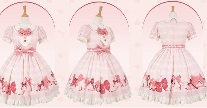 【受注予約6/11まで】Bow Rabbit プリントワンピース