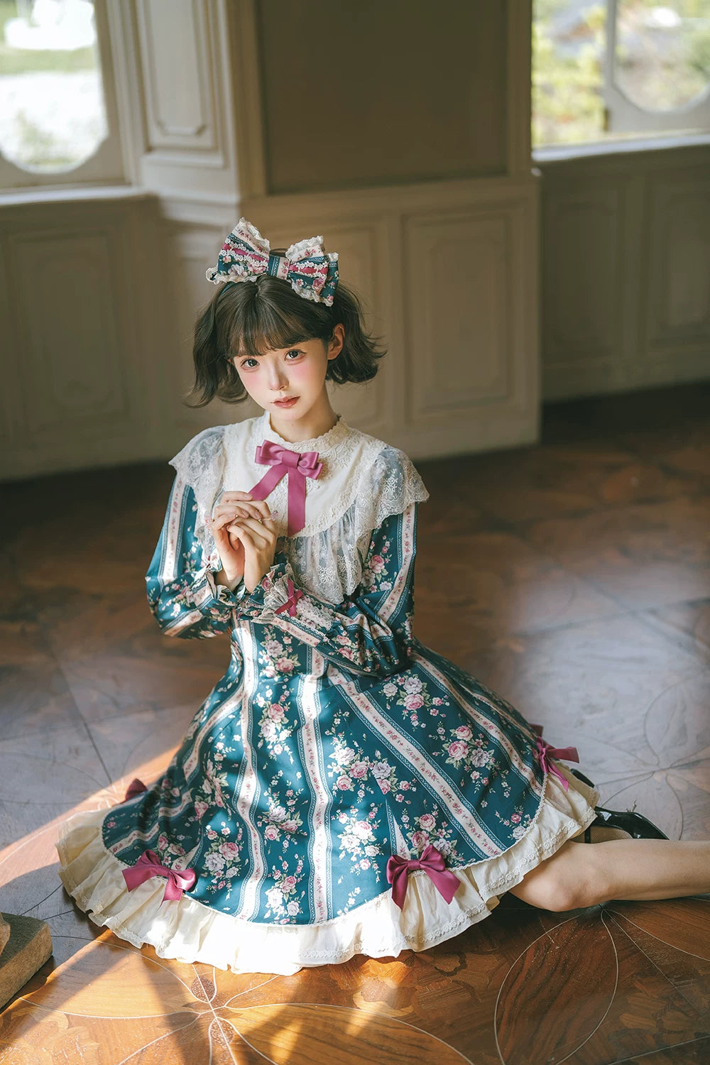 【受注予約10/20まで】Susan Garden クラシカル長袖ワンピース・ショート丈