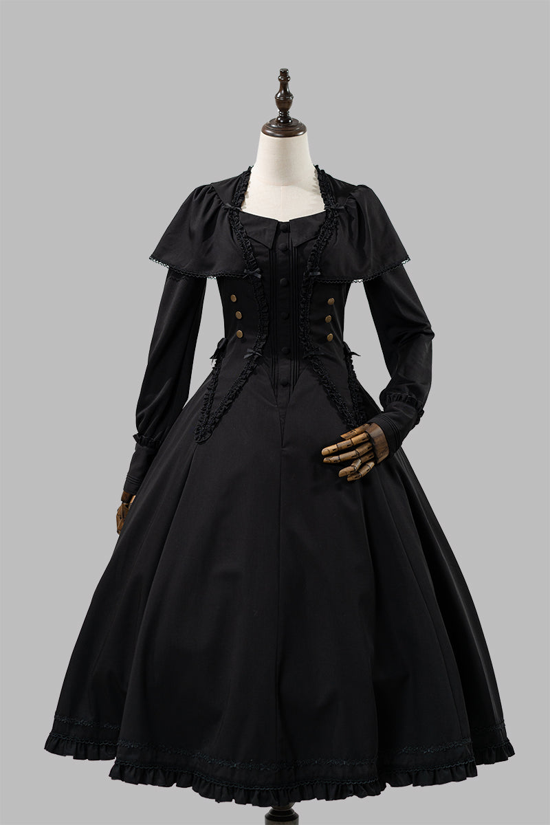 【受注予約12/3まで】漆黒の秒針 長袖ワンピース・ロング丈