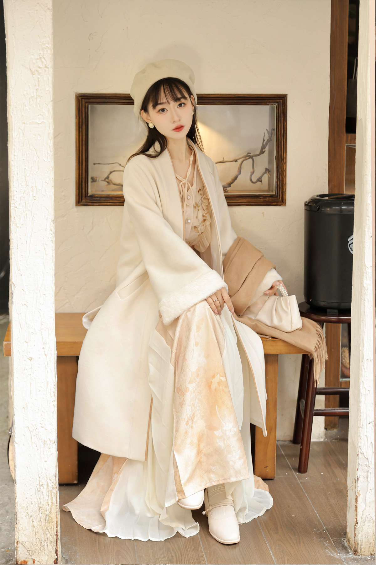 Late Autumn Forest Ginkgo Embroidered Long Coat