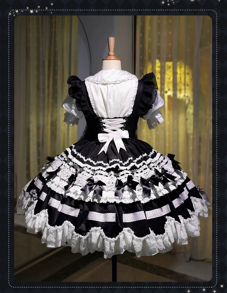 [Pre-orders available until 12/11] Concerto Out of Order Monotone Sweet Lolita Jumper Skirt Full Set