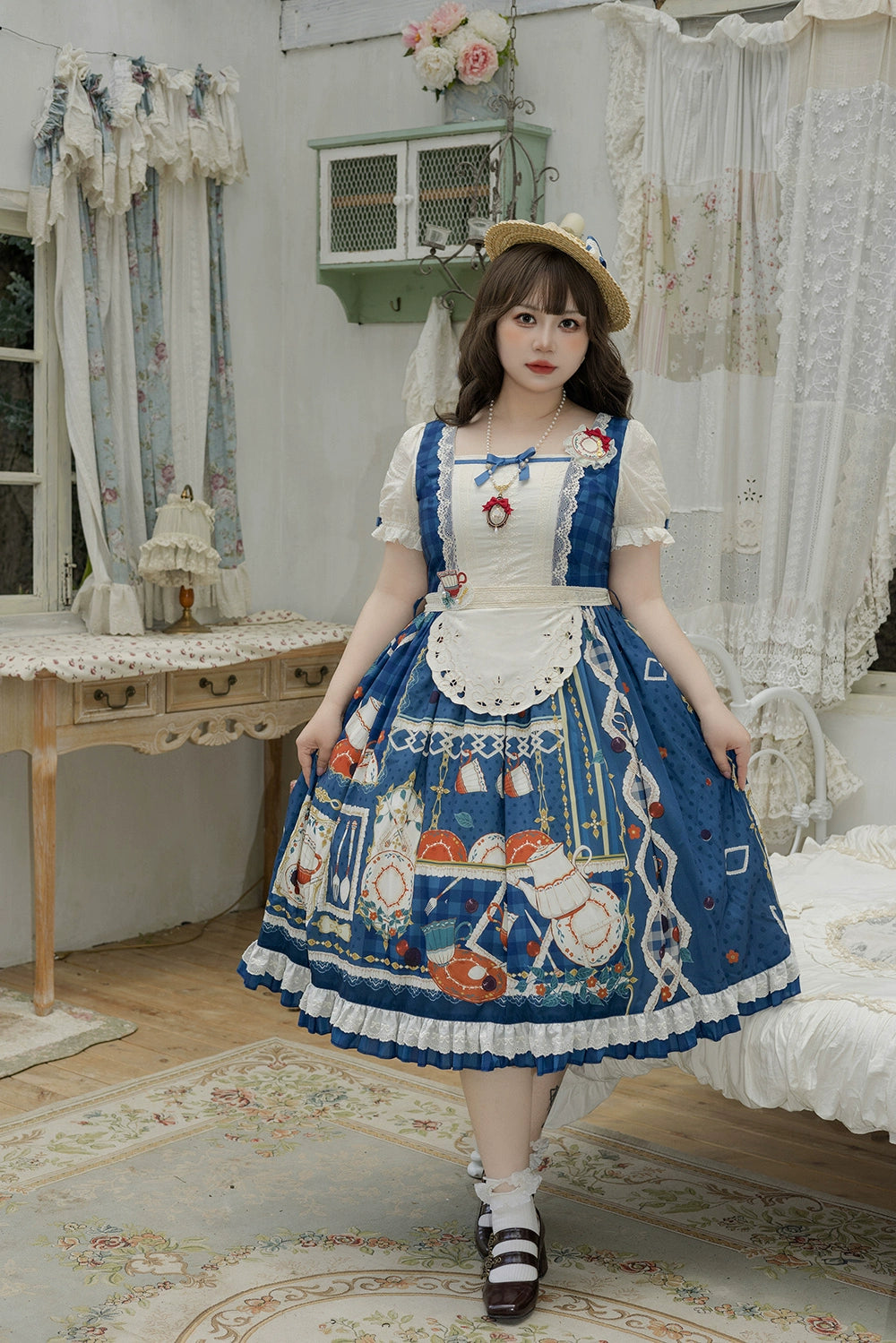 【予約販売】Picnic Tea Party スクエアネックワンピース