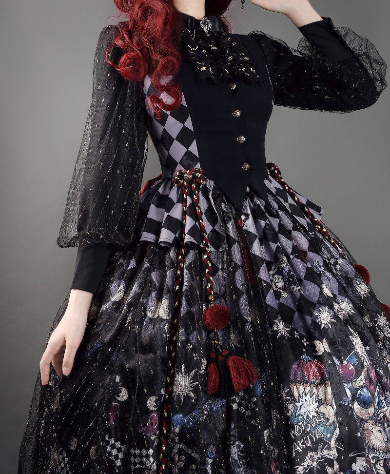 Gothic Circus Lamé blouse with jabot