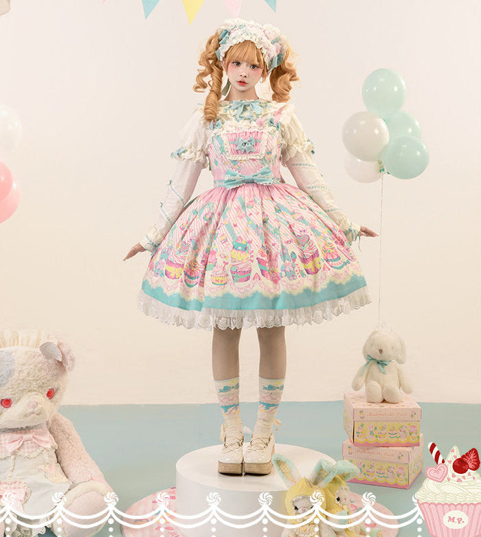 【受注予約1/26まで】Sweet Cup Cake プリントジャンパースカート